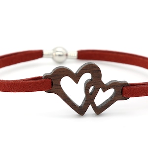 Armband Herzen, Holzschmuck, Partnerarmband Geschenk Muttertag Vatertag Geburtstag Valentinstag Jahrestag Jubiläum Weihnachten Liebe