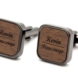 Wedding Cufflinks Man Wood personalized Groom Best man Cuffs Engraving silver/black square Gift Name of the best man