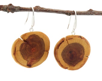 Earrings round plum wood 3cm