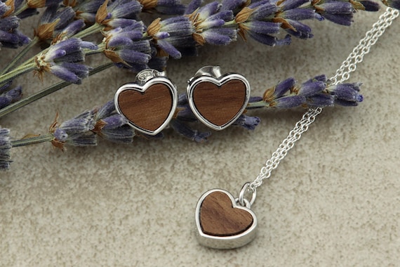 Cofanetto in legno, orecchini in legno I Kira I naturale orecchini pendenti in legno 925 argento Sterling I orecchini da donna I e Argento, colore: noce, cod. NK10101.2