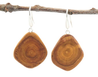 NaturBox Orecchini In Legno Kira Con Gancio In Argento 925 - Pendenti Rotondi Fatti A Mano, Gioielli Naturali Donna