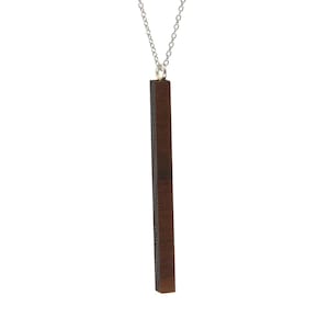 Halskette Stabform aus Nussbaum Holz Holzschmuck Sterling Silber Kette mit Anhänger Holz Halskette Holzanhänger Kettenanhänger Geschenk