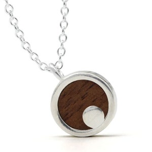 Moonshine Necklace Wood 925 Silver Chain with Pendant Medallion Wooden Wooden Pendant Ladies Chain Pendant Amulet Wooden Jewelry Charms Gift
