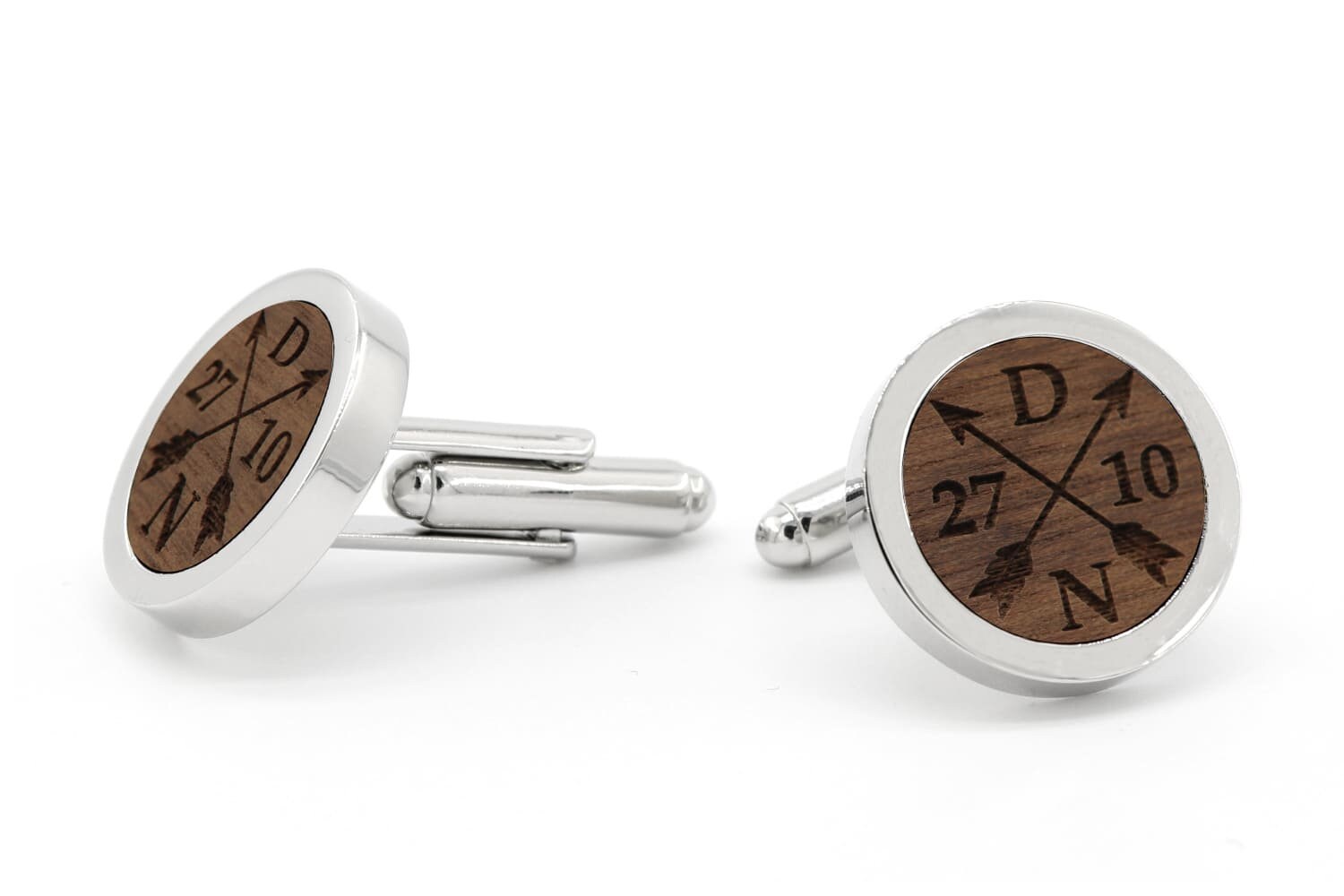 Boutons De Manchette En Bois Personnalisés Pour Homme Avec Boîte Cadeau En Bois - Cadeau Mariage, Marié, Témoin, Gravure Sur Mesure