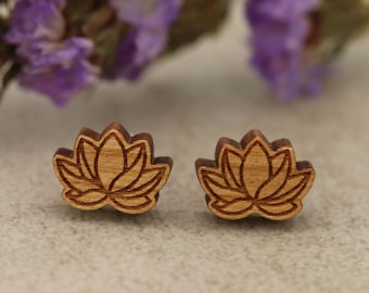 Wooden Earrings Lotus Walnut