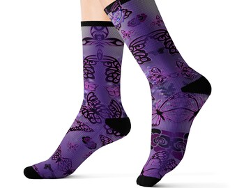 Butterfly Fashion Socks: Sublimated Print, Funky Style