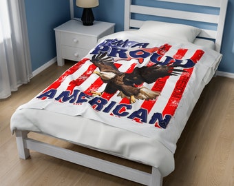 Bald Eagle Plush Blanket, Patriotic American Throw, Ultra Soft Cozy Blanket, Wildlife Decor, USA Freedom Gift, Cabin Lodge Blanket.