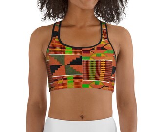 African Print Sports Bra: Moisture-Wicking Workout Top, A-C Cups