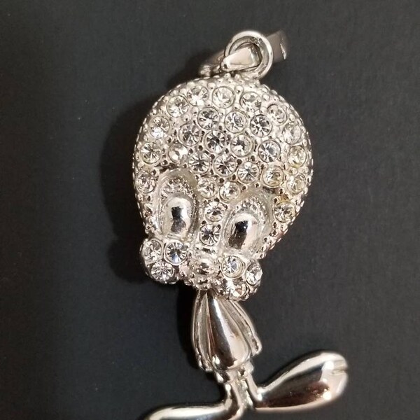 Mother's Day Gift, Mom's Gift, Gift For Mom Tweety Bird Rhinestone Silver Ladies, Girl Pendant Back to School Gift.