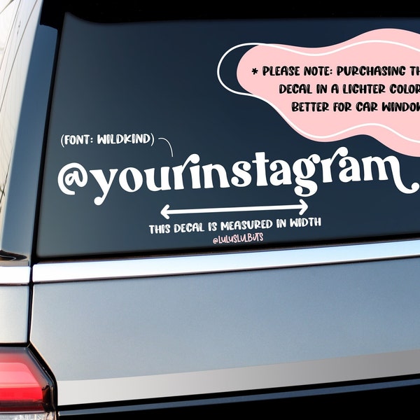 Your Instagram Decal | Personalized Decal | Instagram Handle Decal | Window Decal | Business Decal | Permeant Sticker | Vinyl Decal