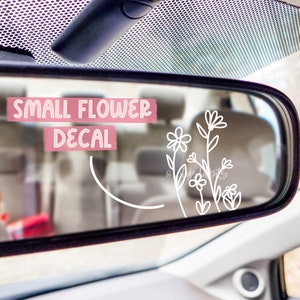 Tiny Flower Decal | Rearview Mirror Decal | Botanical Flower Sticker | Simplistic Sticker | Laptop Decal | Car Sticker | Small Sticker