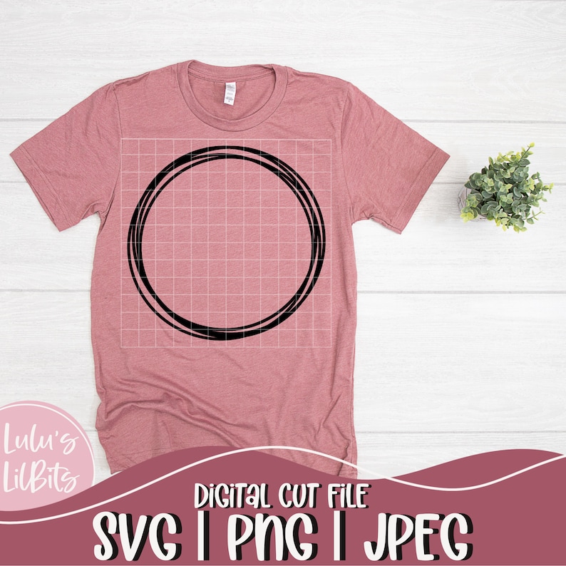 May include: A pink t-shirt with a black double circle design on the front. The text "DIGITAL CUT FILE SVG | PNG | JPEG" is at the bottom of the image.
