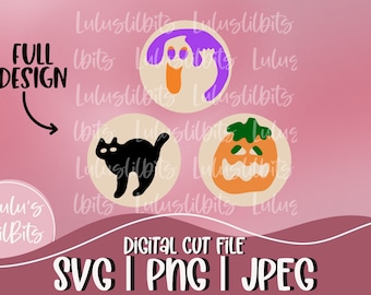 Halloween Cookie SVG | Ghost, Cat, Pumpkin Cut File (Digital Download)