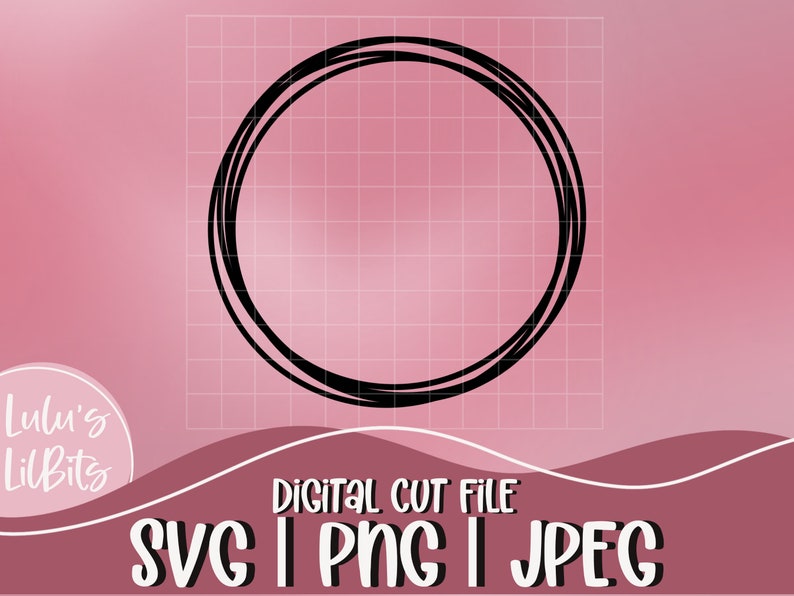 May include: A black and white digital cut file of a circle with a rough, hand-drawn texture. The file is available in SVG, PNG, and JPEG formats. The text "DIGITAL CUT FILE" and "SVG | PNG | JPEG" is displayed below the circle.