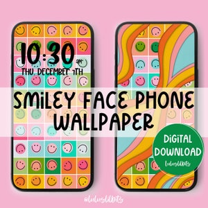 Smiley Face Digital Phone Wallpaper | Retro Phone Wallpaper | iPhone Wallpaper | Digital Download | Smiley Face | Lock Screen | Home Screen