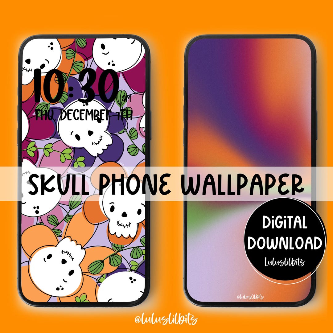 Purple Flower Skull Phone Wallpaper | Spooky Season Lock Screen ...