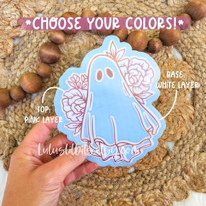Floral Ghost Sticker | Halloween Decal | Ghost Decal | Spooky Sticker | Flower Ghost | Cute Ghost | Vinyl Sticker | Retro Sticker