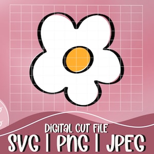 Retro Flower Svg | Flower Svg | Retro Daisy | Daisy Flower Svg | Digital Download | Cut Files For Cricut | Silhouette | Svg | Png