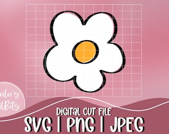 Retro Daisy Flower SVG | Hand Drawn Floral Clipart (Digital Download)