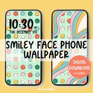 Green Smiley Face Digital Phone Wallpaper | Retro Phone Wallpaper | iPhone Wallpaper | Digital Download | Lock Screen | Home Screen