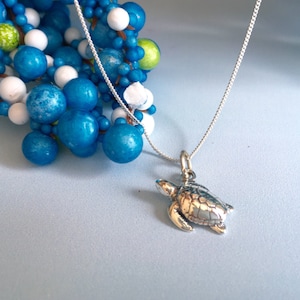 Turtle Necklace, Sterling Silver Sea Turtle Necklace, Animal Necklace, Turtle Gift, Gift for Turtle Lover
