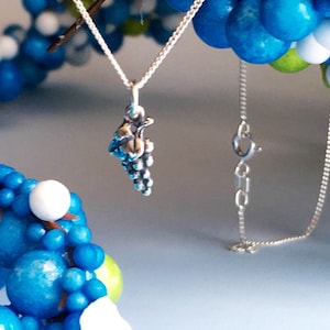 Sterling Silver Grape Necklace, Fruit Necklace, Food Necklace, Wine Necklace, Gift for Wine Maker, Gift for Wine Connoisseurs, Grapes
