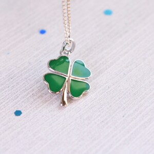 Green Enamel Clover Necklace: Sterling Silver Shamrock, Irish Jewelry