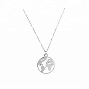 Sterling Silver Earth Globe Necklace, World Necklace, Earth Necklace