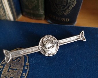 Vintage Iona Design Celtic Scottish Longship Sterling Silver 1940s Bar Brooch by Shipton and Co