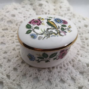 Vintage A&J Middleton Fine Bone China Floral Oval Pill Box Made in England