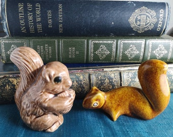 Two Porcelain Squirrel Figurines Squirrel Ornaments