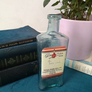 Vintage Rose Water Glass Bottle Original Label