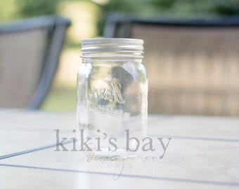 mason jar mockup // summer cup mockup stock photo // digital download // tropical picnic styled stock // clear mason jar mockup photo