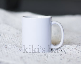 white mug mockup // cozy stock photo // 11 oz white mug mock-up styled stock photography // digital download // neutral styled stock