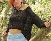 Knit Sweater Black, Crochet Sweater, Boho Sweater, Hippie Sweater, Summer Sweater, Festival Clothing, Off Shoulder Sweater, Sweater light