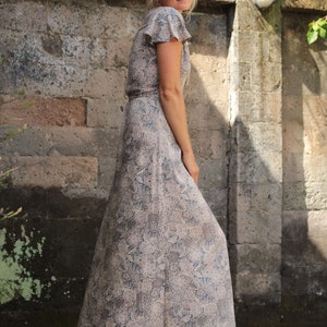 Boho summer dress long. Wrap dress Asymmetrical. Summer dress for wrapping. Hippie maxi dress short sleeve. Perfect also as a still dress