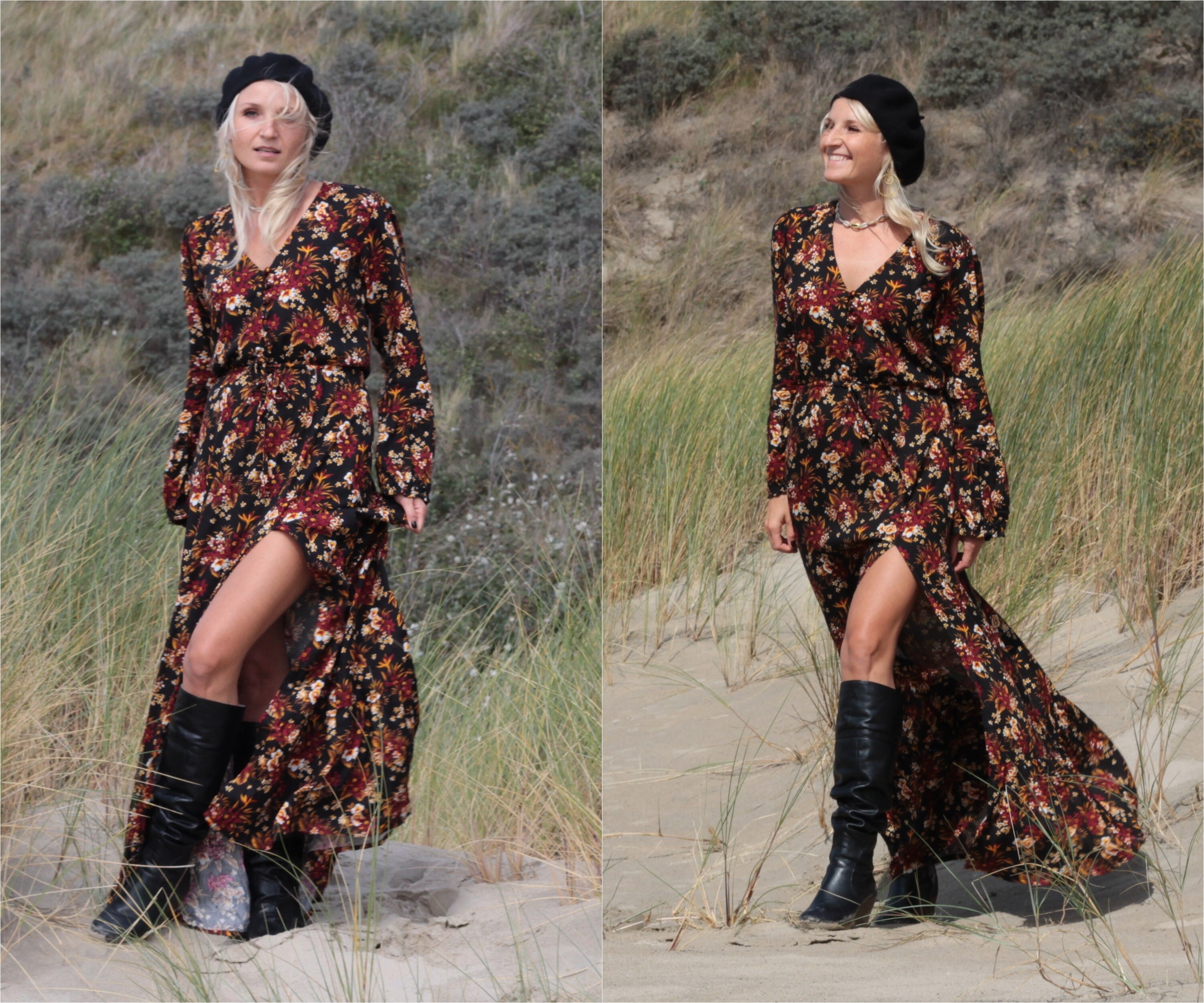 Bohemian dress with boots best sale
