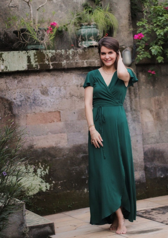 Buy Indo Western Maxi Gown - Bottle Green Georgette Embellished Gown –  Empress Clothing