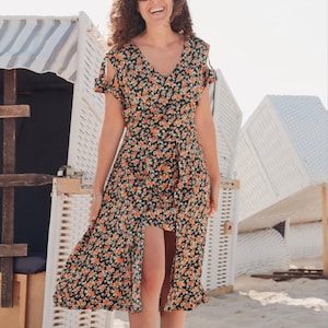 Hippie Dress Midi Cut Outs, Floral Summer Dress, Boho Dress Floral, Asymmetrical Dress, Casual Dress Office Everyday Summer Vintage Style