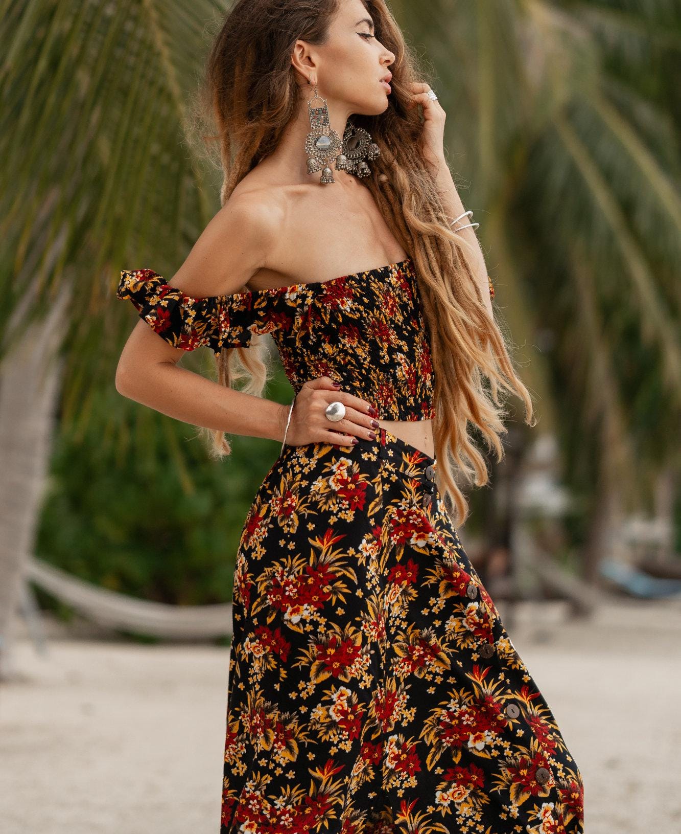 Milumia Women's Floral One Shoulder Tank Top - Boho Ruched Asymmetrical Sleeveless Blouse For Summer