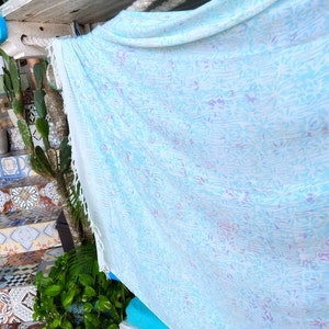 Light Blue Tie Dye Sarong Beach Towel Resort Wear Swimsuit Bikini Cover Up Beach Wrap Skirt Kerchief parero scarf shawl Turban baby blue