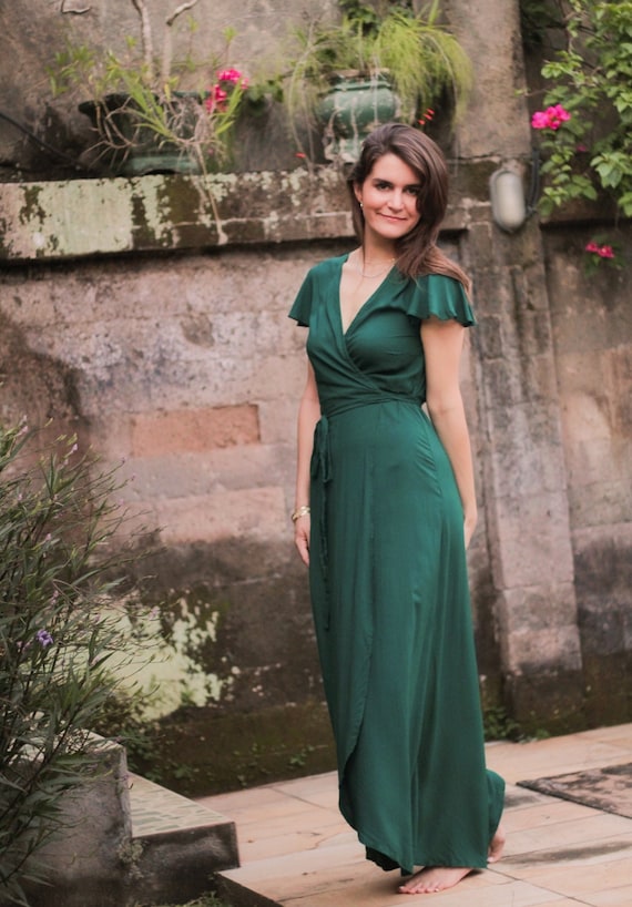 vestidos largos elegantes color verde