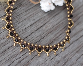 Tobillera bohemia con cuentas de latón, tobillera hippie de macramé, joyería para el pie, tobilleras para mujer, pulsera de tobillo con cadena, tobillera tribal bohemia, regalo para ella.