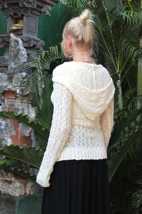Hippie Hoodie Wool White Boat Collar. Boho Sweater With Hood Cream Goa Style. Hoodie. Knitted Hoodie. Hooded Top Etsy New Zealand