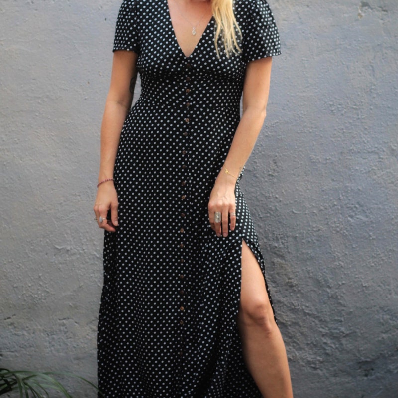 Polka dot Side Button Down Dress main image 0