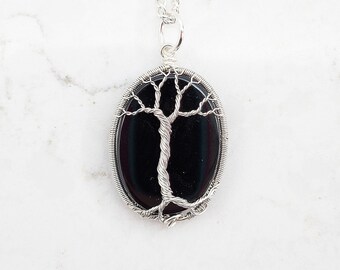 Pendentif arbre de vie en onyx