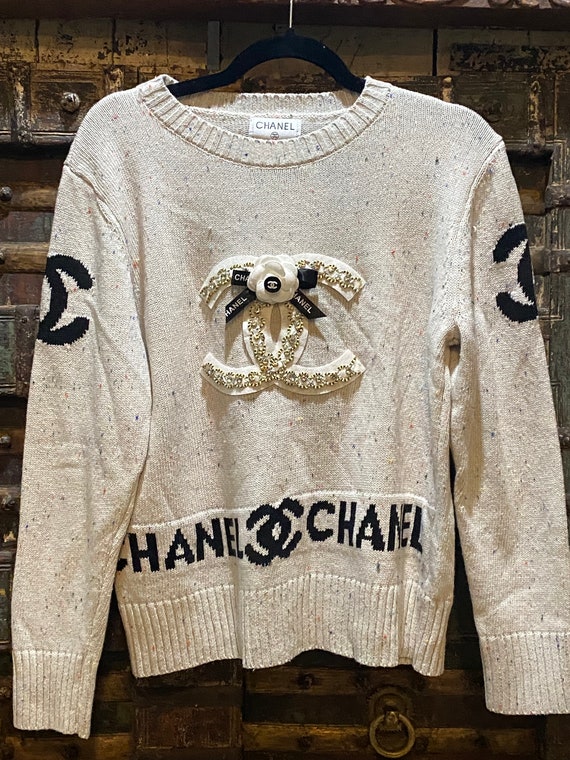 Vintage CHANEL custom knit sweater bows and bling