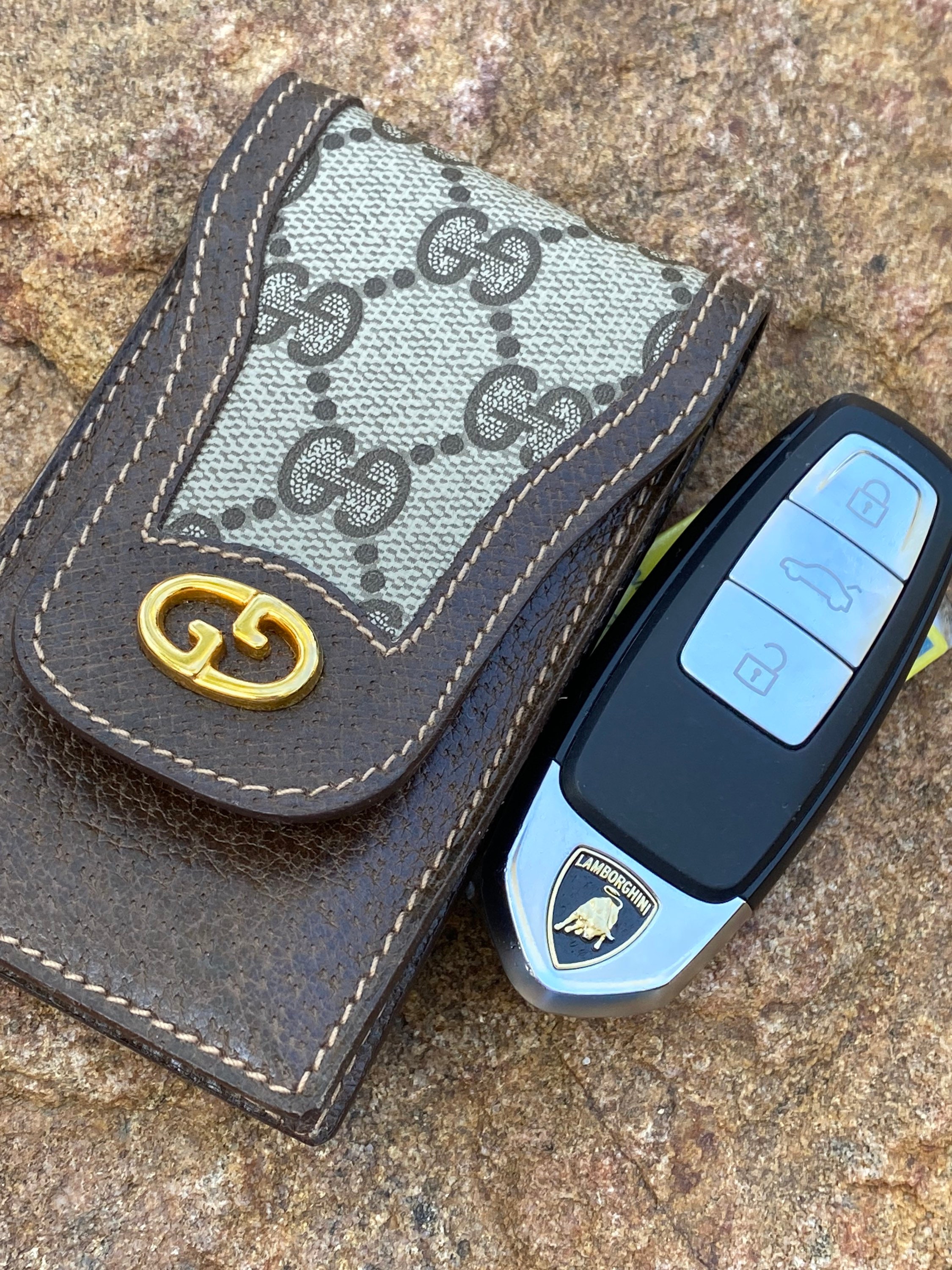 Gucci Vintage 90's leather keyring black 