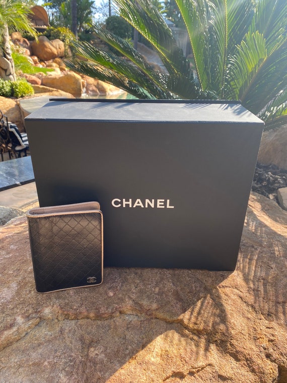 Authentic Chanel Purse Dayplanner Pocket Binder Black Leather 