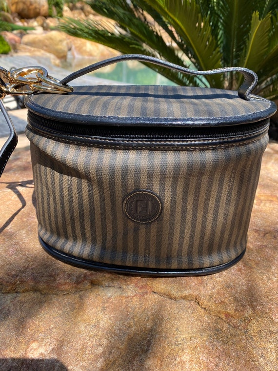 Vintage Fendi gorgeous leather rare stripe speedy handbag shopper work bag  #49